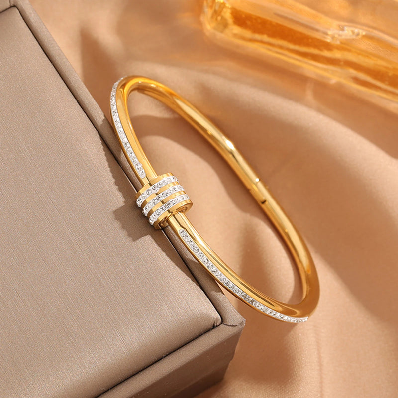 Pulseira de aço titânico e ouro